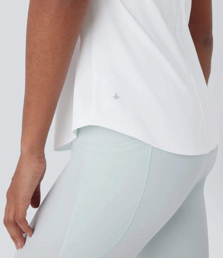 U Neck Curved Hem InstantCool Yoga Tank Top-UPF50+