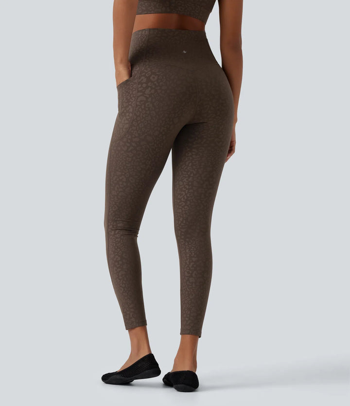 Halara UltraSculpt Leopard Print High Waisted Tummy Control Yoga Leggings with Pockets