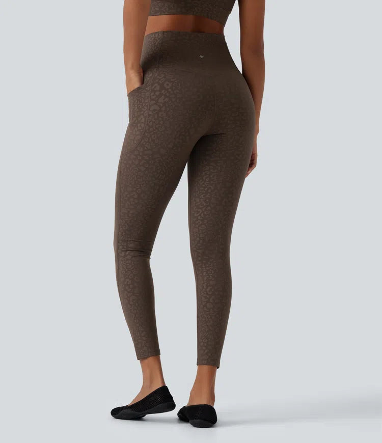 Halara UltraSculpt Leopard Print High Waisted Tummy Control Yoga Leggings with Pockets