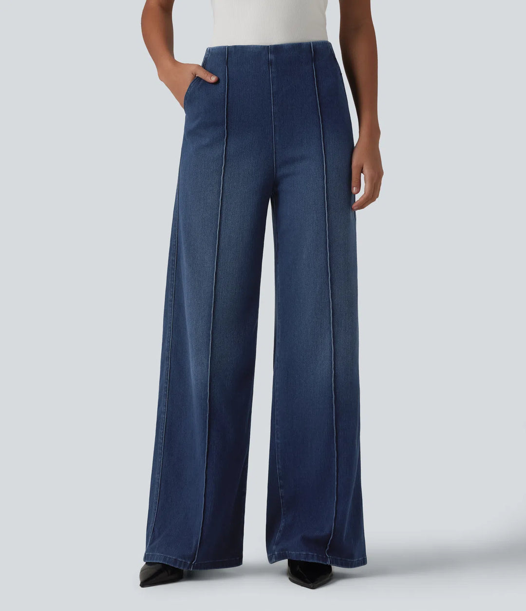 Halara Flex High Waisted Wide Leg Work Jeans with Pockets
