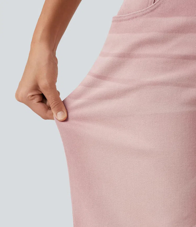 Low Rise Asymmetric Wide Leg Colorful Casual Jeans with Pockets