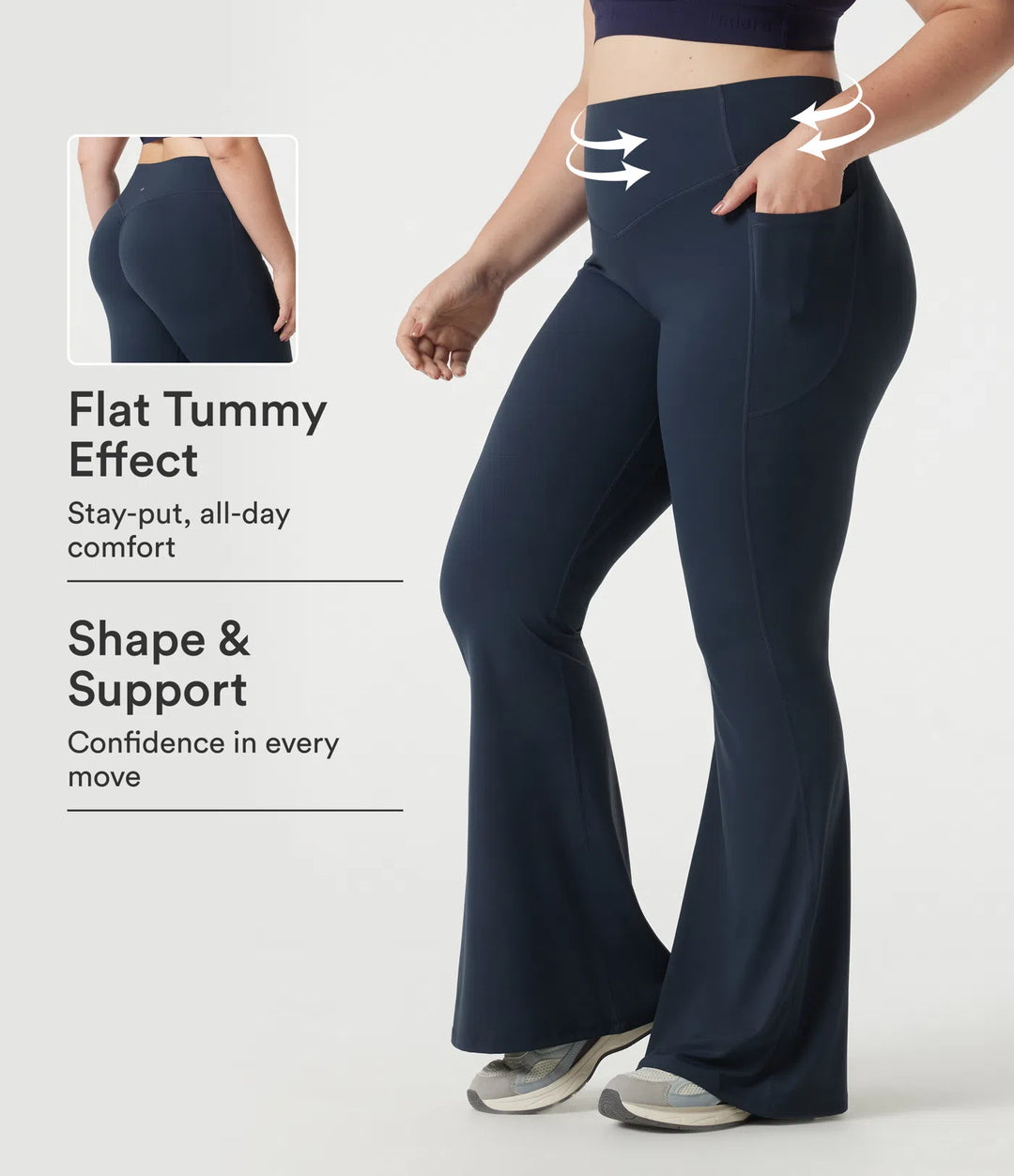 Halara UltraSculpt Plus Size High Waisted Scrunch Butt Lifting Tummy Control Shaping Yoga Flare Leggings with Pockets