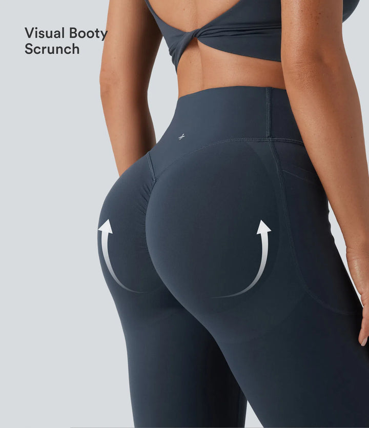 Halara UltraSculpt High Waisted Scrunch Butt Lifting Tummy Control Shaping Yoga Flare Leggings with Pockets