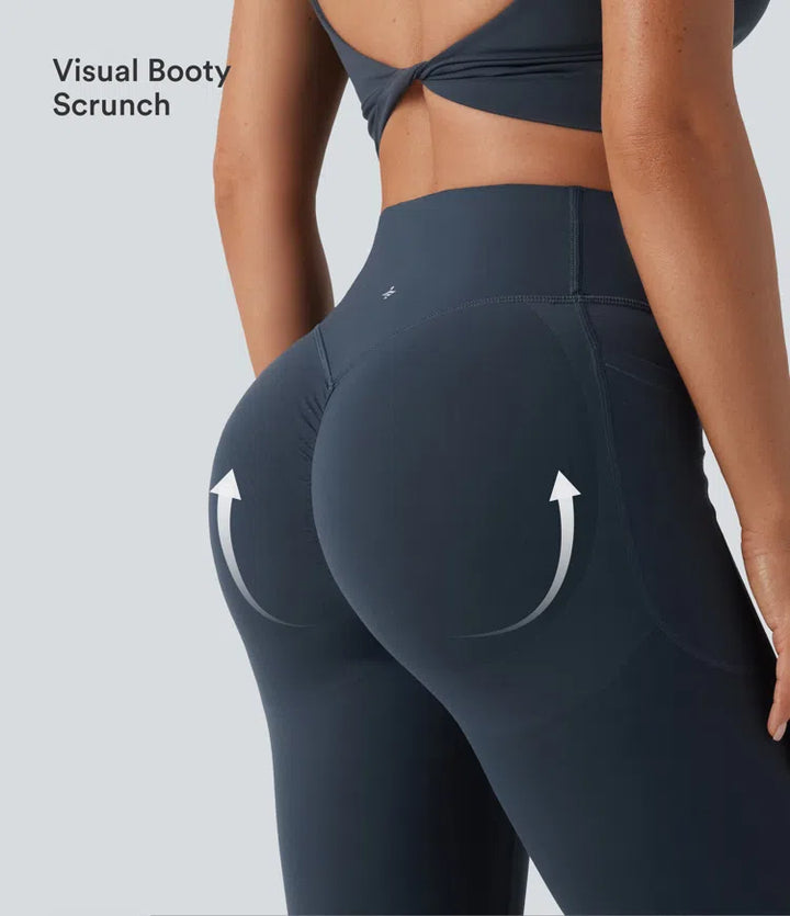 Halara UltraSculpt High Waisted Scrunch Butt Lifting Tummy Control Shaping Yoga Flare Leggings with Pockets