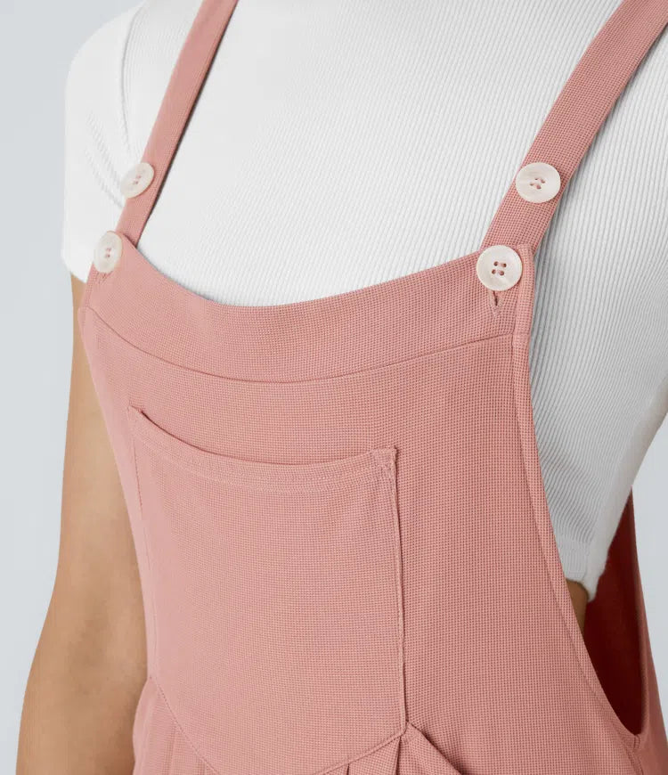 Pockets Waffle Casual Overalls