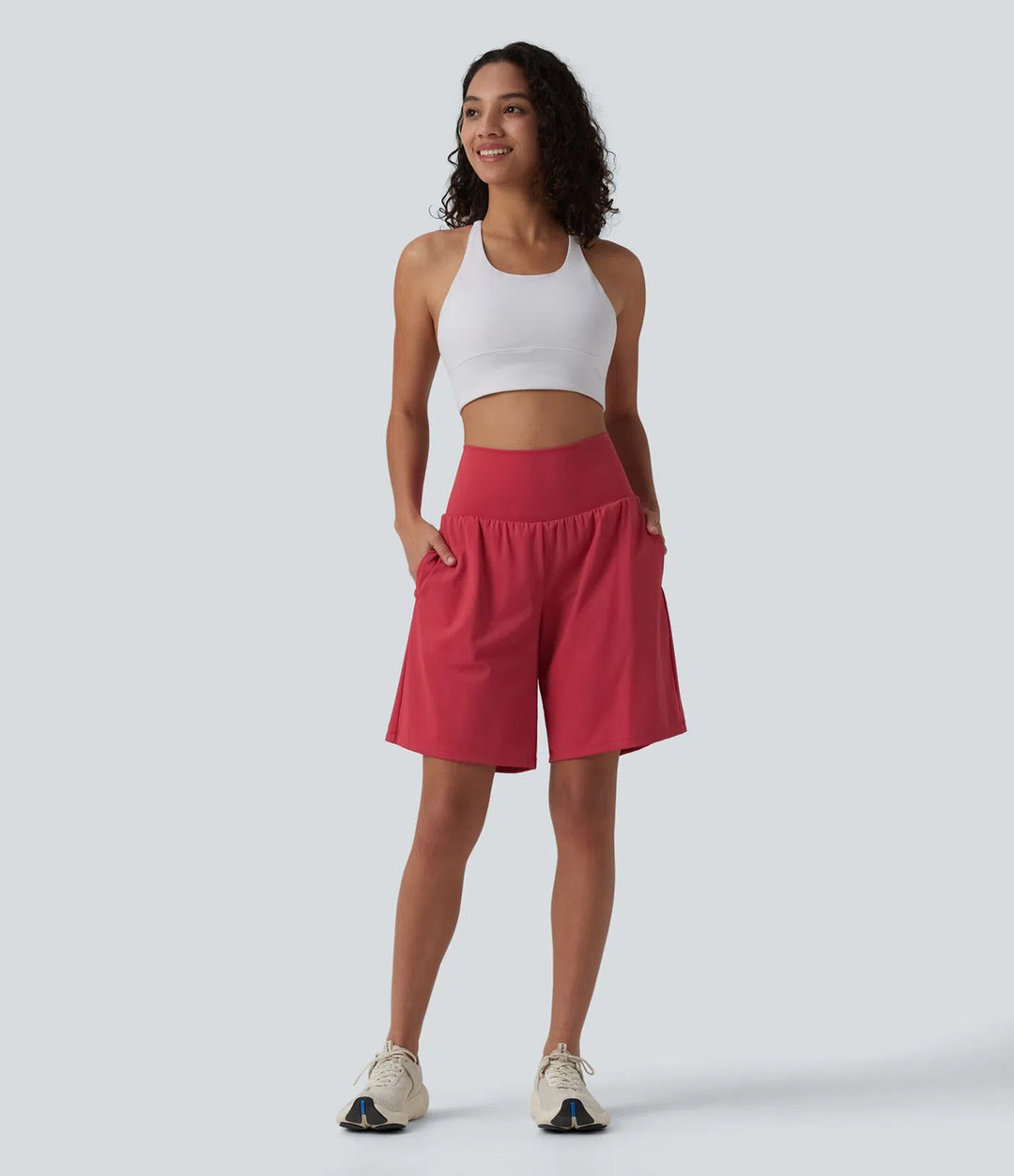 SoftlyZero Airy Super High Waisted 2-in-1 InstantCool Yoga Shorts 9" with Pockets