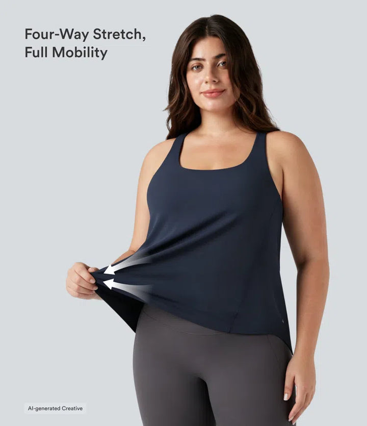 Plus Size Halara UltraSculpt Round Neck Curved Hem Running Tank Top
