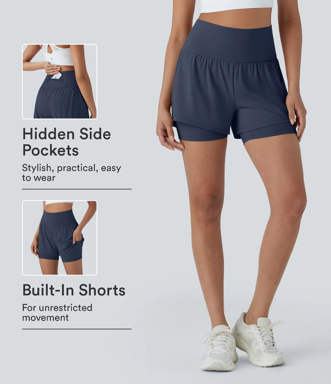 SoftlyZero Airy Super High Waisted 2-in-1 InstantCool Yoga Shorts 5&
