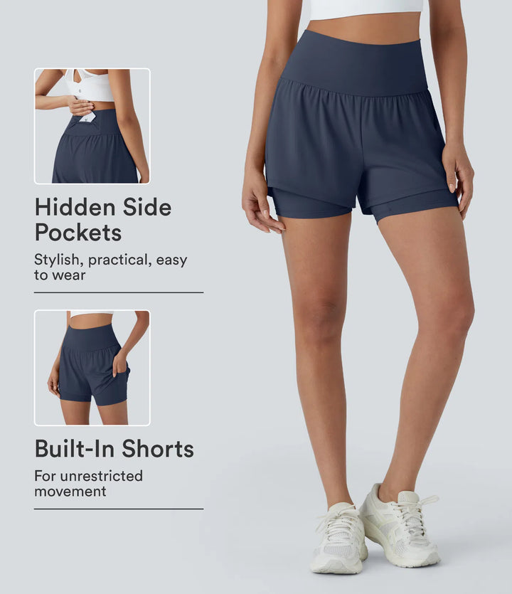 SoftlyZero Airy Super High Waisted 2-in-1 InstantCool Yoga Shorts 5&
