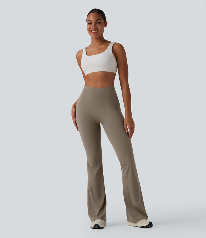 Halara UltraSculpt High Waisted Tummy Control Flare Yoga Leggings with Pockets