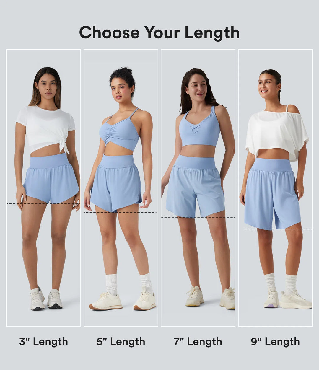 SoftlyZero QuickDry High Waisted Tummy Control Reflective Dots Crossover Hem 2-in-1 Running Shorts 3&