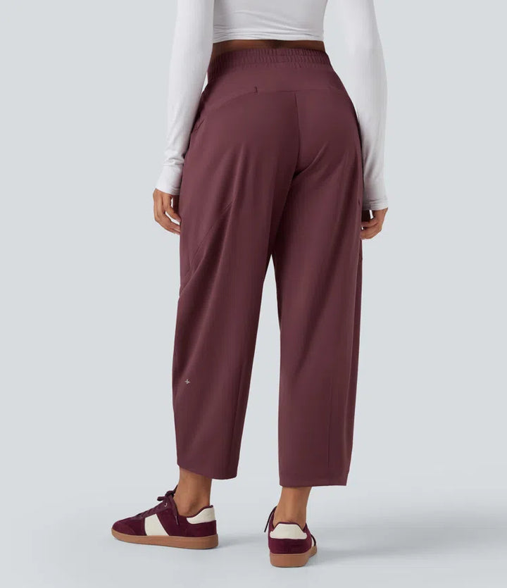DayStretch Mid Rise Casual Barrel Leg Baggy 7/8 Pants with Pockets