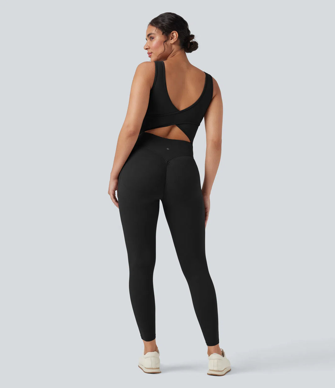 Halara UltraSculpt V Neck Tummy Control Butt Lifting Workout Jumpsuit with Pockets