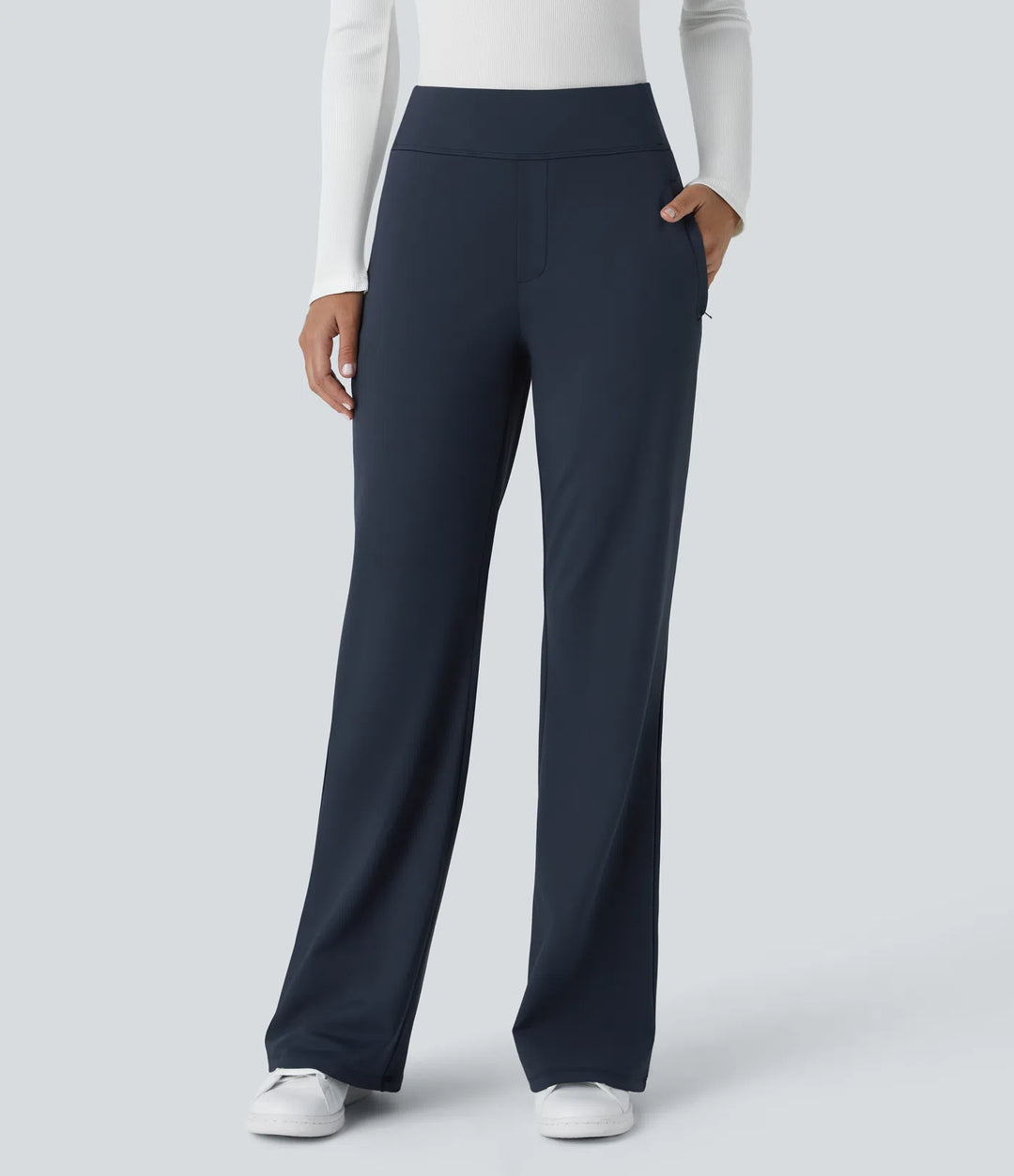 Halara Flex DayStretch Mid Rise Side Zipper Pocket Work Flare Pants