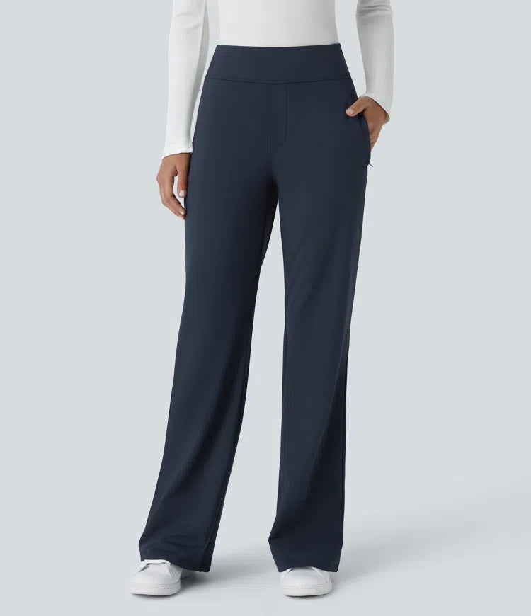 Halara Flex DayStretch Mid Rise Side Zipper Pocket Work Flare Pants