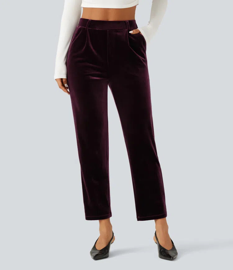Halara Flex High Waisted Velvet Work Pants with Pockets