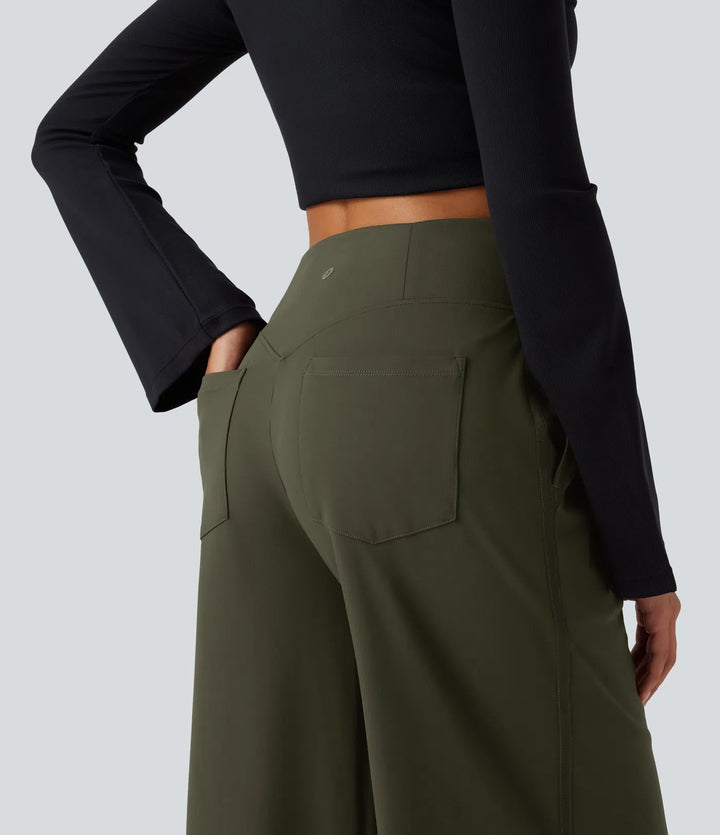 DayStretch High Waisted Wide Leg Casual Pants with Pockets