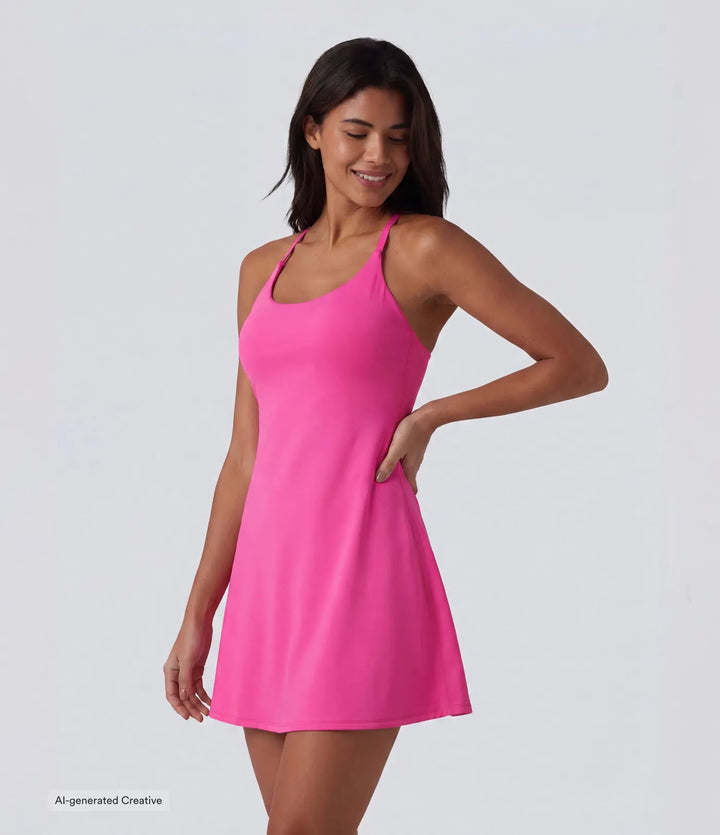 Softlyzero Plush Tummy Control Active Dress with Pockets-Easy Peezy Edition