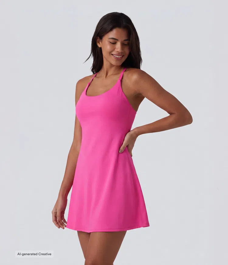 Softlyzero Plush Tummy Control Active Dress with Pockets-Easy Peezy Edition