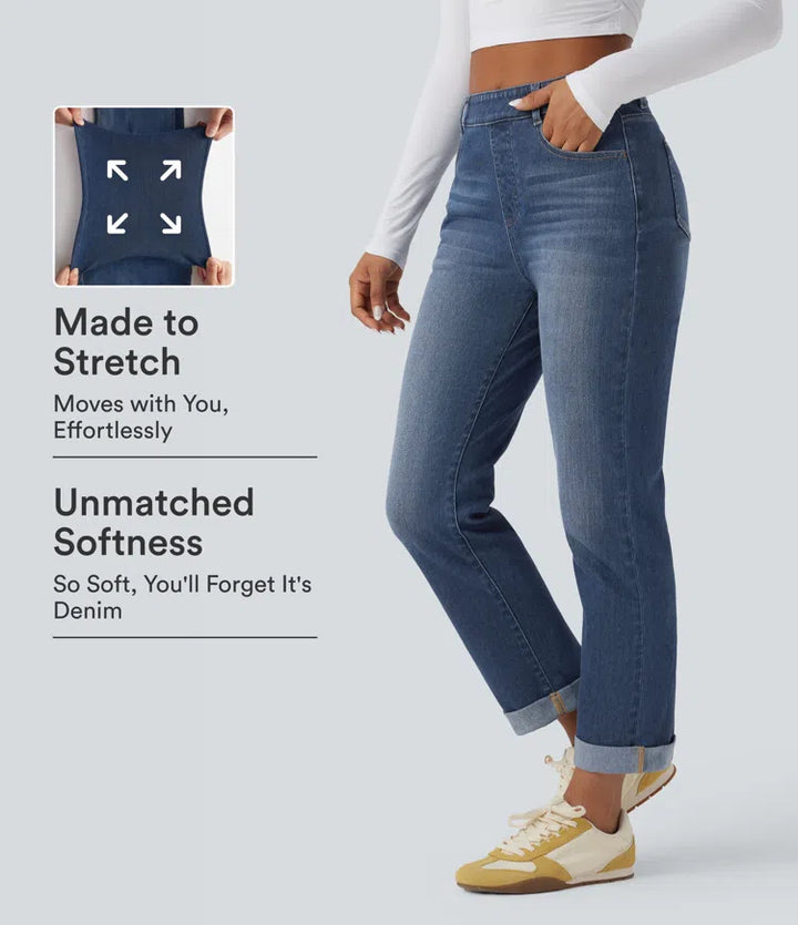 Halara Flex High Waisted Rolled Hem Casaul Slim Jeans with Pockets
