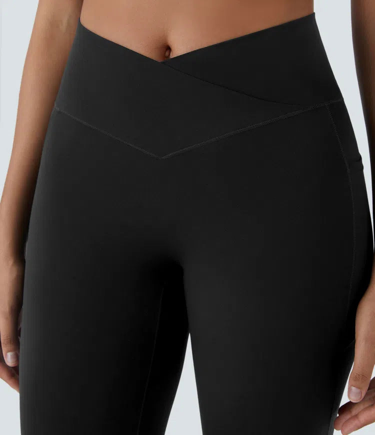 SoftlyZero High Waisted Crossover Pocket Capri Yoga Leggings