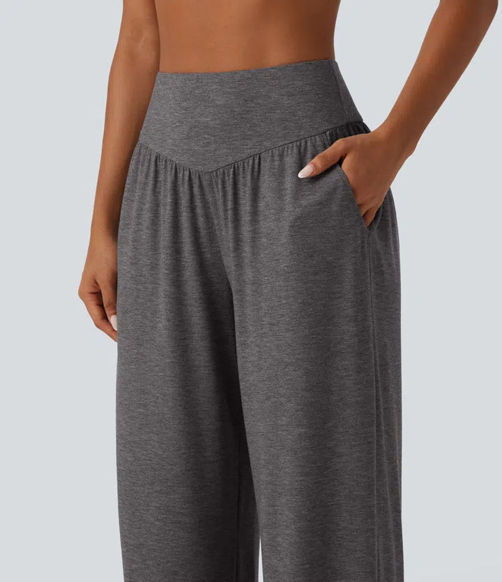 High Waisted Ruched Baggy Yoga Pants with Pockets