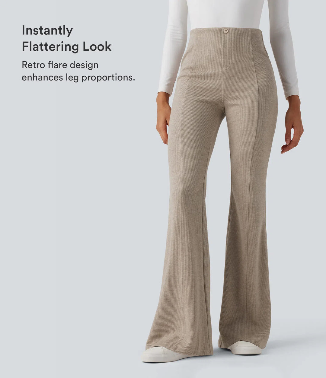 Ribbed High Waisted Tummy Control Casual Flare Pants