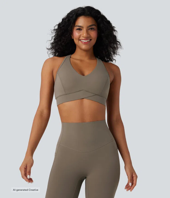 Halara UltraSculpt Light Support V Neck Racerback Workout Sports Bra