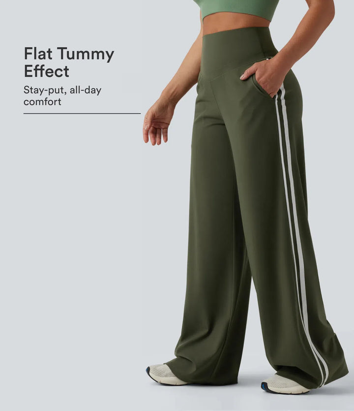 Halara UltraSculpt High Waisted Tummy Control Color Block Stripes Yoga Baggy Pants with Pockets