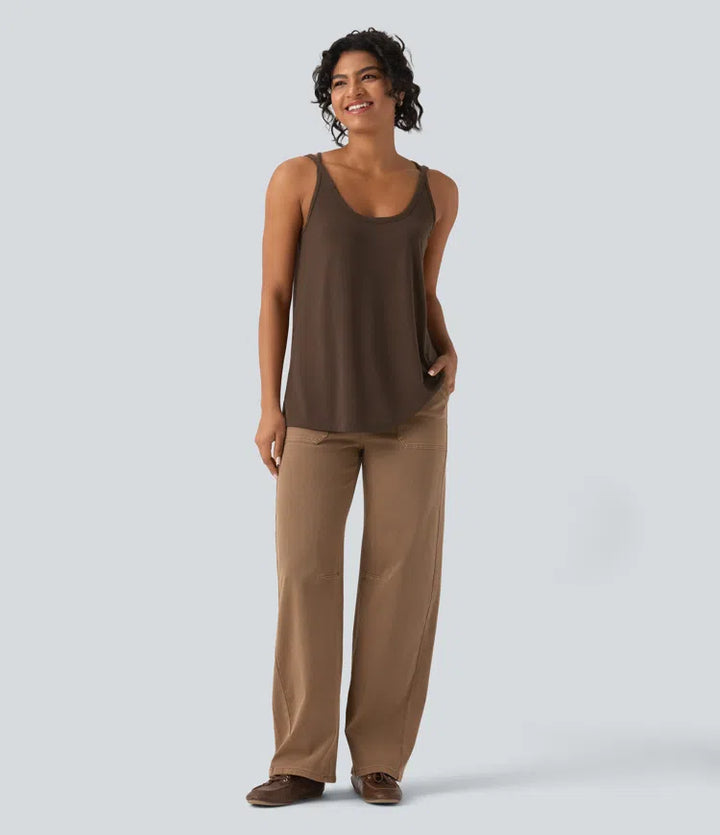 U Neck Relaxed Casual Tank Top