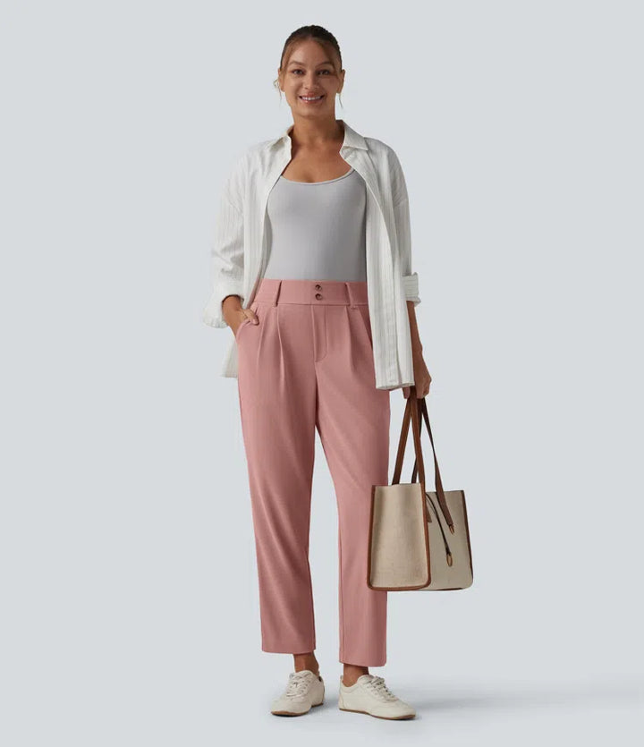 Halara Flex High Waisted Tapered Waffle Work Pants with Pockets