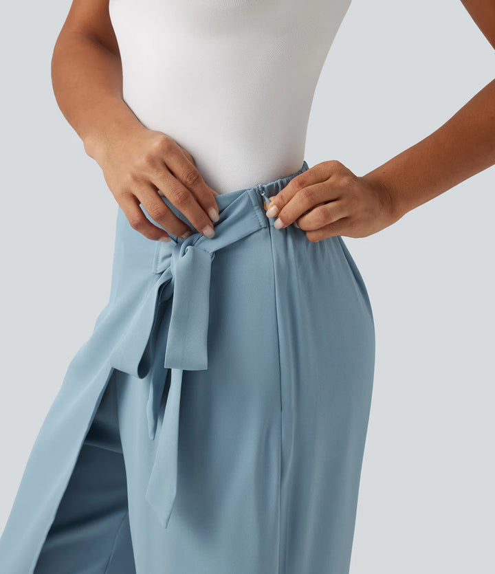 Halara Flex High Waisted Tie Side Wide Leg Work Pants