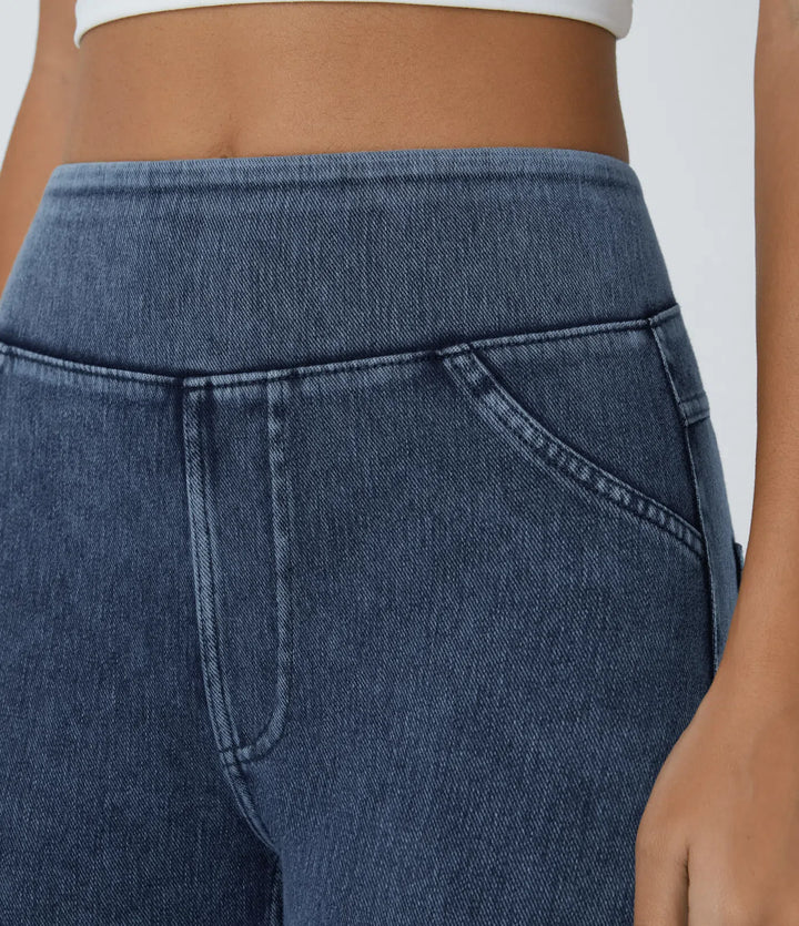 Halara Flex High Waisted Pocket Denim Capri Casual Leggings