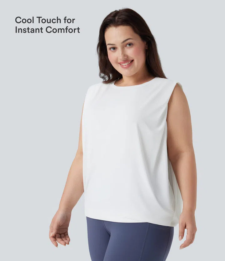 Plus Size Round Neck Cool Touch Yoga Tank Top-UPF50+