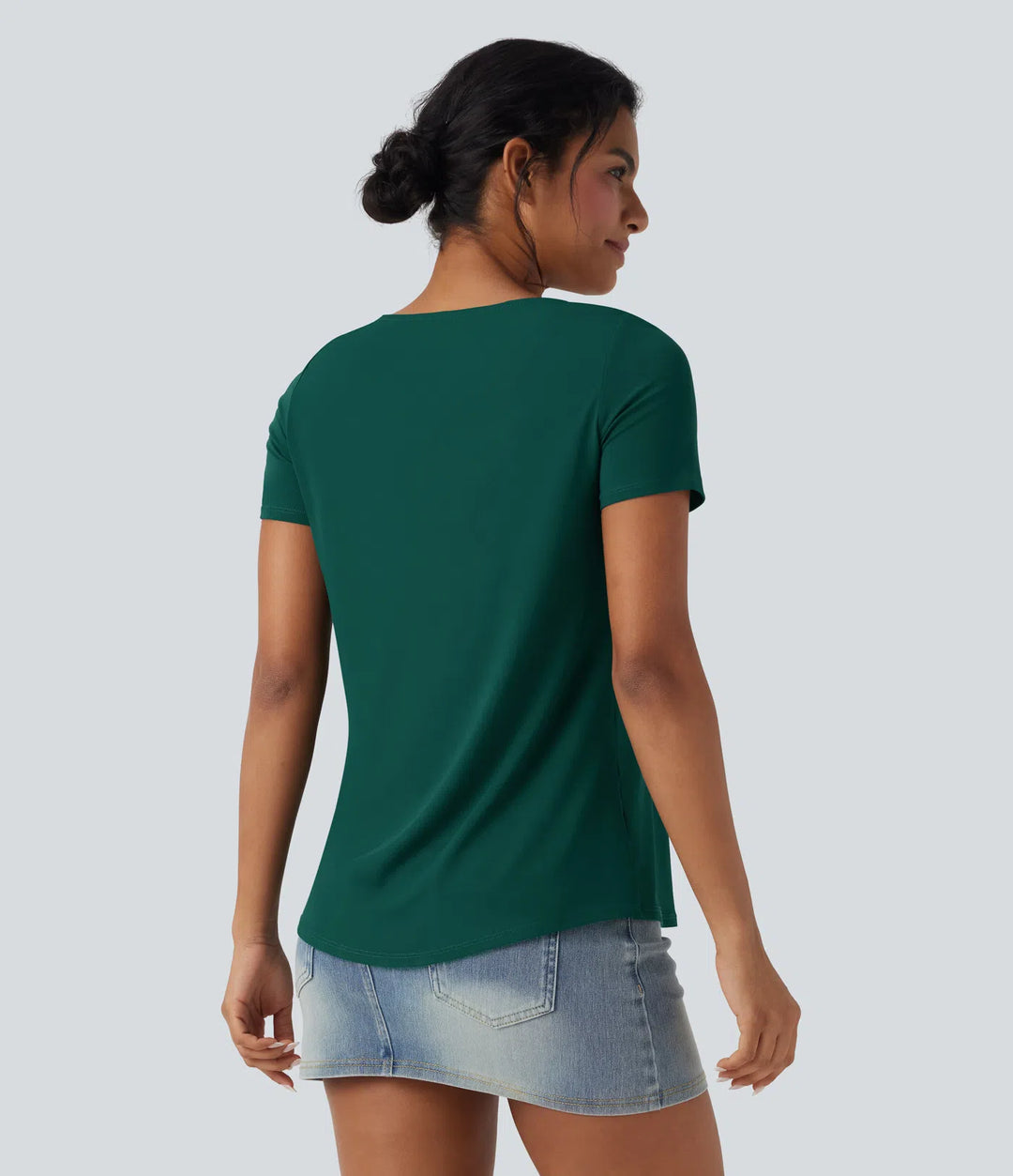 Square Neck Short Sleeve Casual Blouse