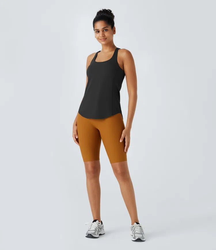 Halara UltraSculpt Round Neck Curved Hem Workout Tank Top