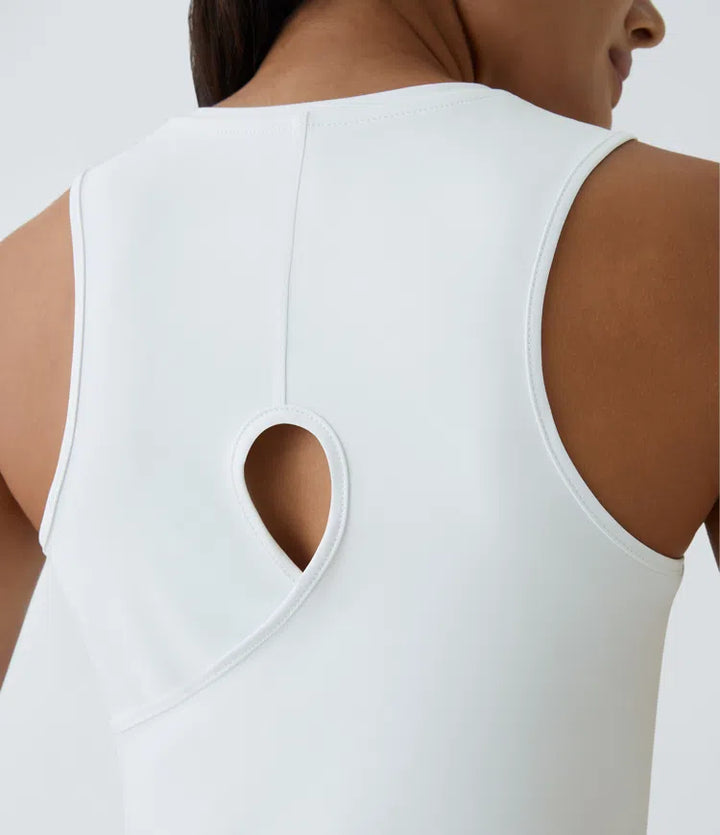 Cut Out Crossover Hem Solid Yoga Tank Top