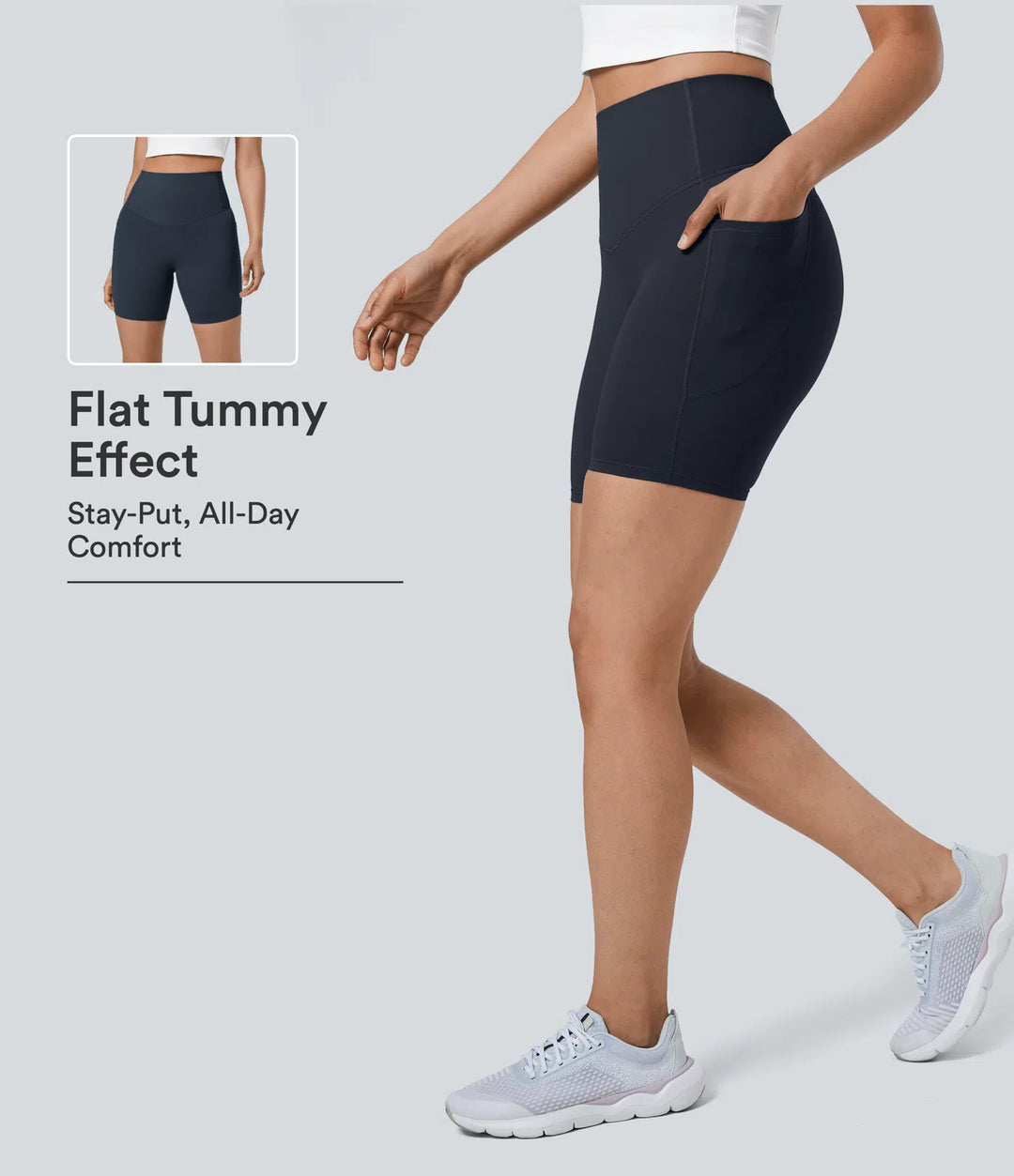 Halara UltraSculpt High Waisted Tummy Control Pocket Shaping Training Biker Shorts 7&