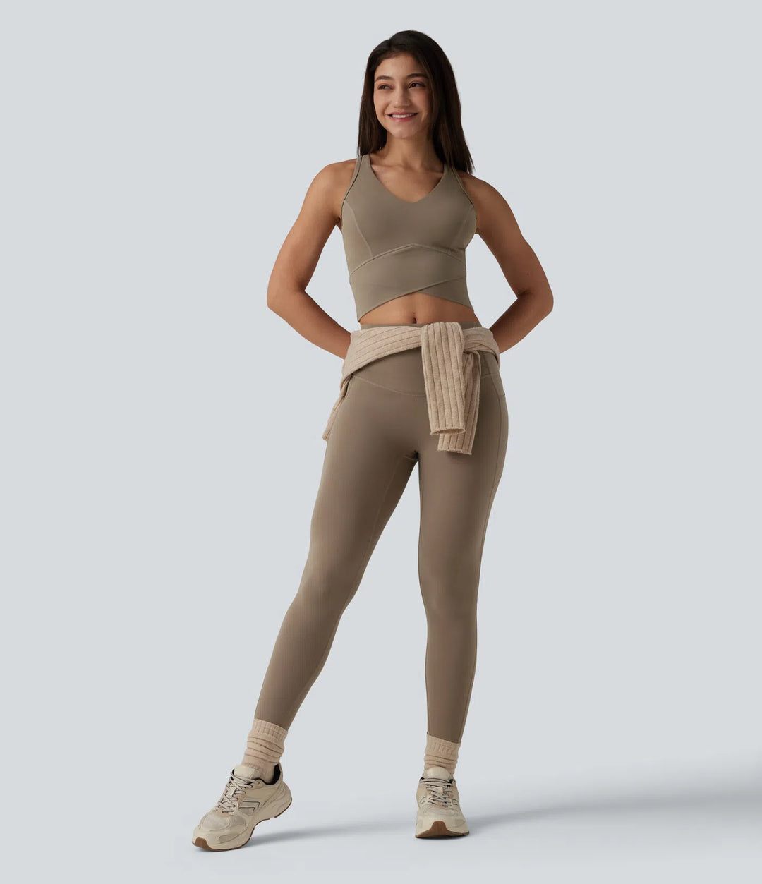 Halara UltraSculpt Medium Support V Neck Racerback Cropped Workout Tank Top
