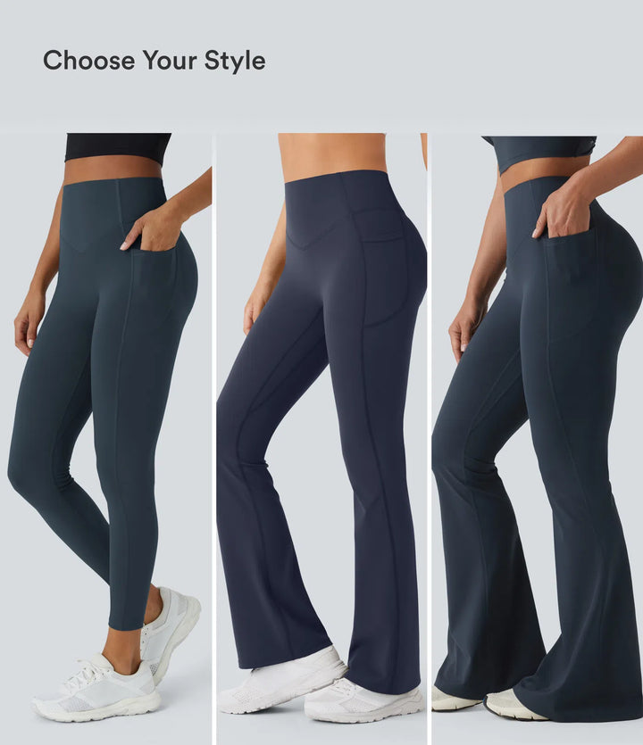 Halara UltraSculpt High Waisted Scrunch Butt Lifting Tummy Control Shaping Yoga Flare Leggings with Pockets