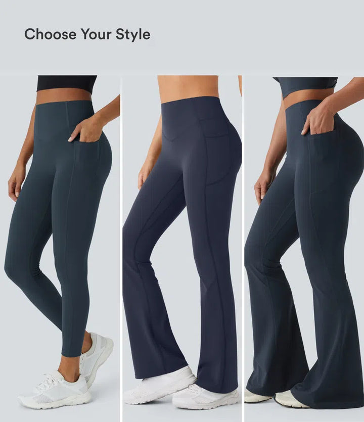 Halara UltraSculpt High Waisted Scrunch Butt Lifting Tummy Control Shaping Yoga Flare Leggings with Pockets