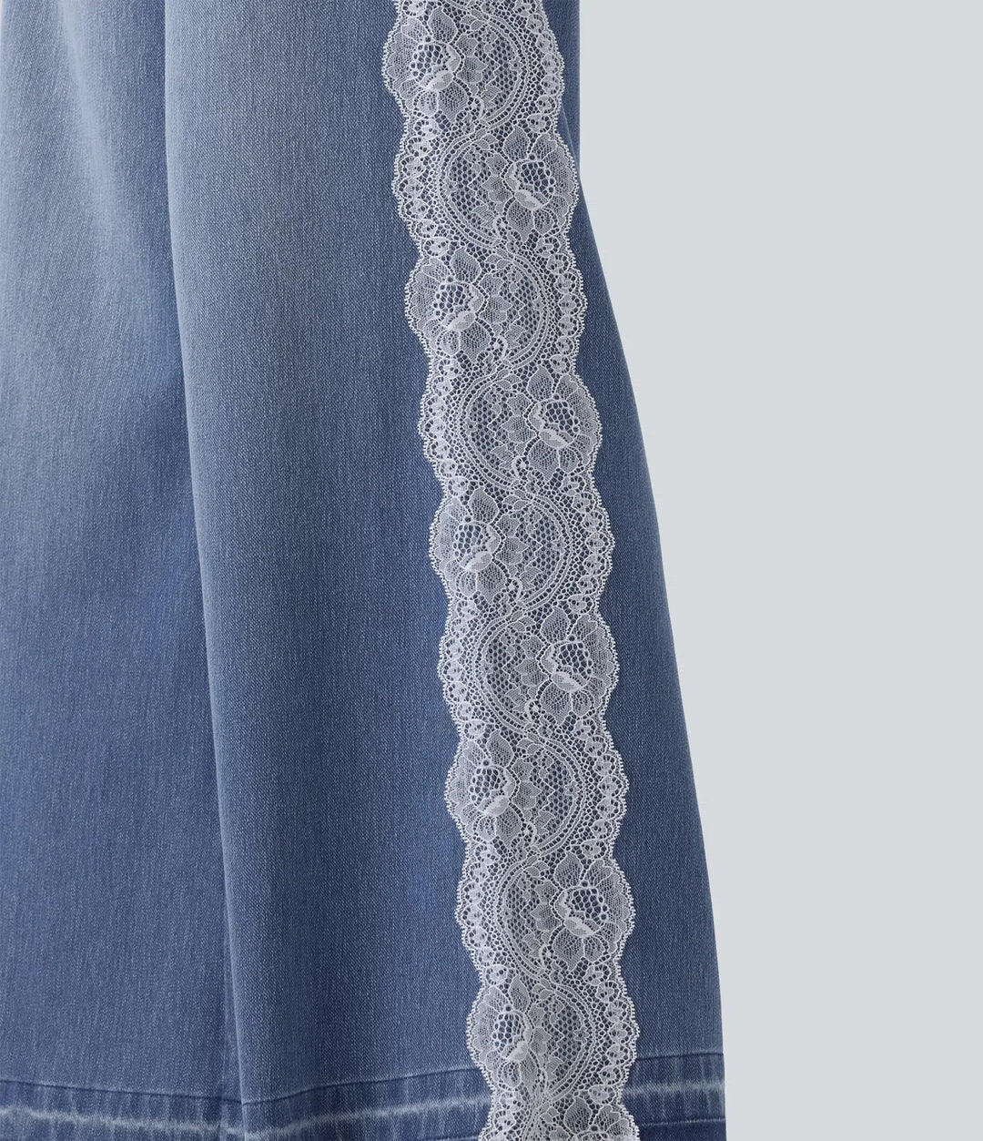 Halara Flex High Waisted Contrast Lace Baggy Casual Jeans with Pockets