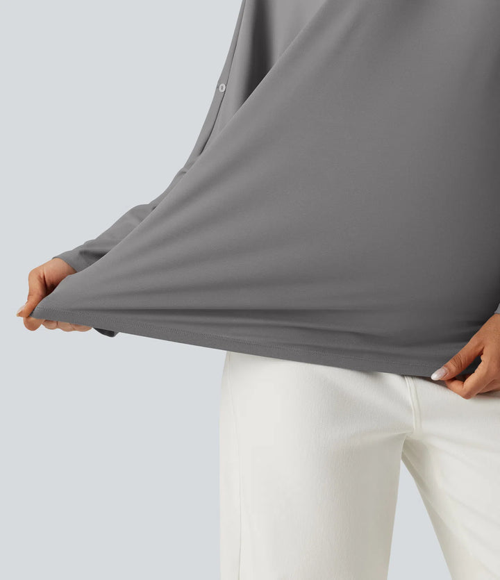 V Neck Long Sleeve Work Blouse