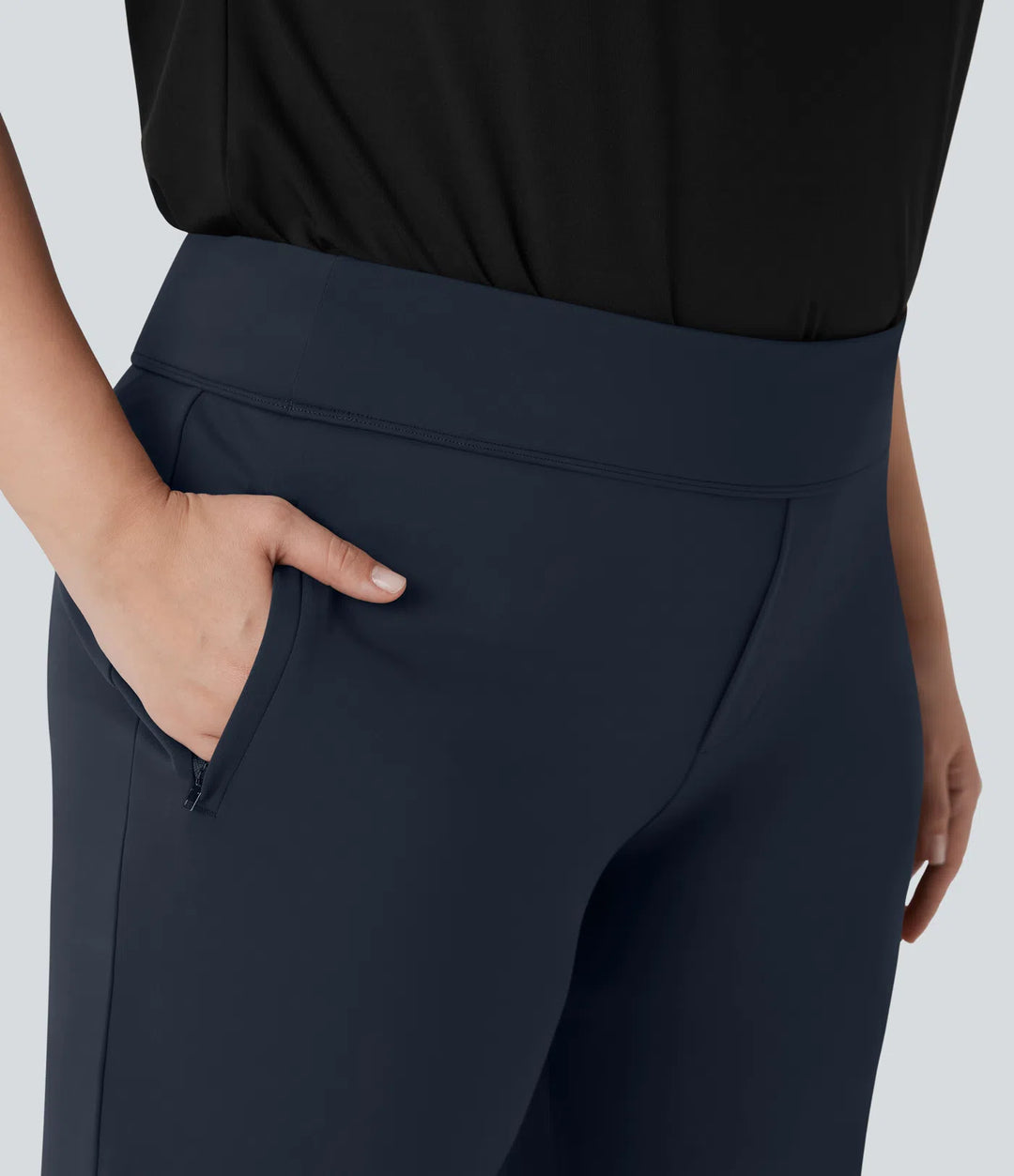 Plus Size Halara Flex DayStretch High Waisted Work Flare Pants with Side Zip Pockets