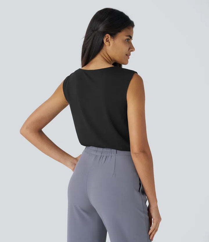Cowl Neck Sleeveless Work Blouse