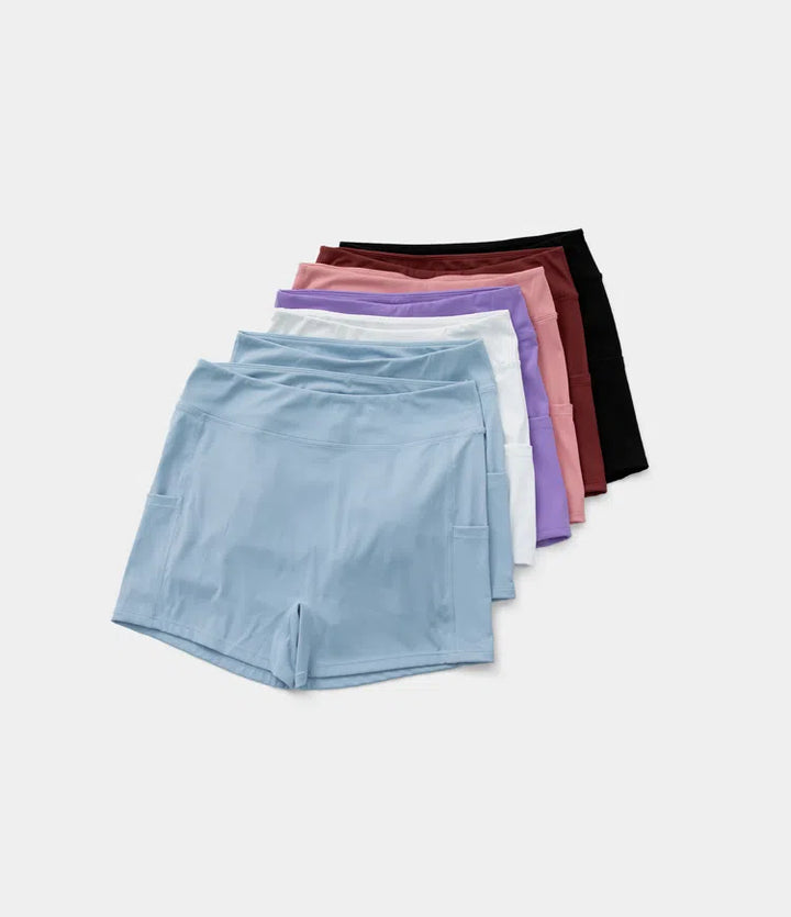 SoftlyZero Airy High Waisted Pocket Plain InstantCool Yoga Shorts 3.5"